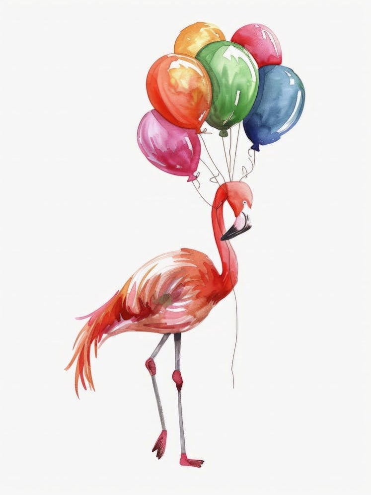 Flamingo With Balloons 1