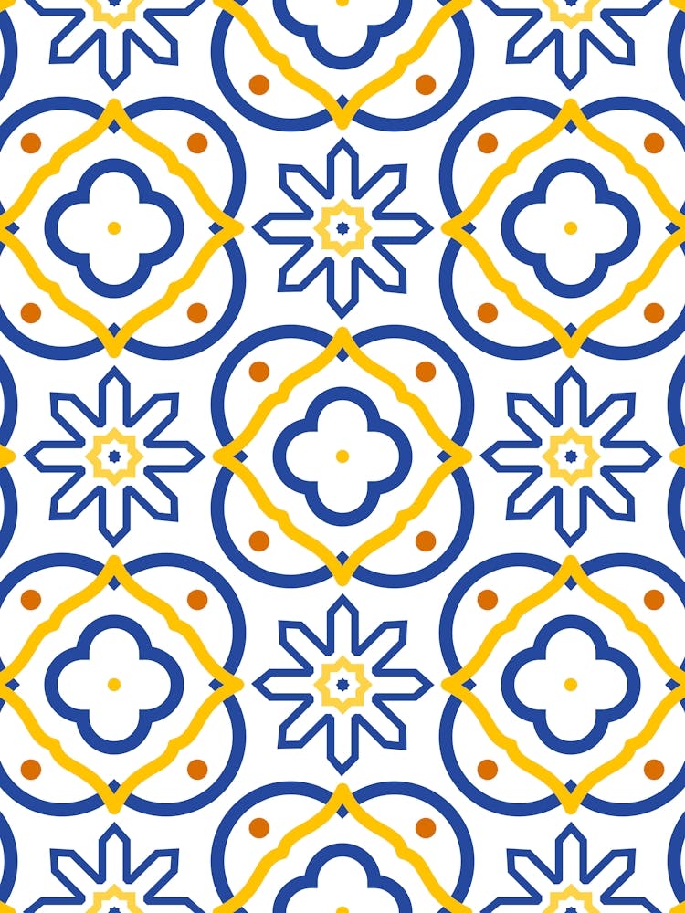 Seamless Pattern - Azulejo - vector tiles, Portuguese tiles