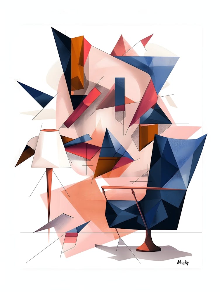 Abstract Geometric Chair, Minimalism, Cubism