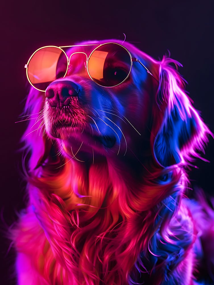 Beautiful Dog Under Neon Lights 14