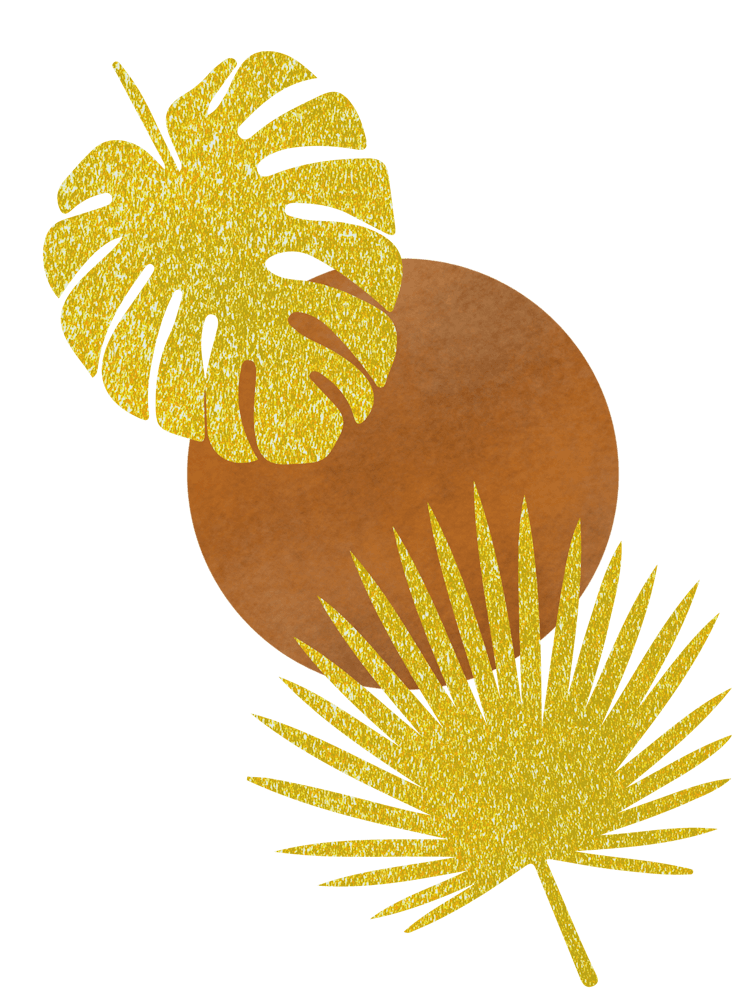 Gold Glitter Tropical Leaves