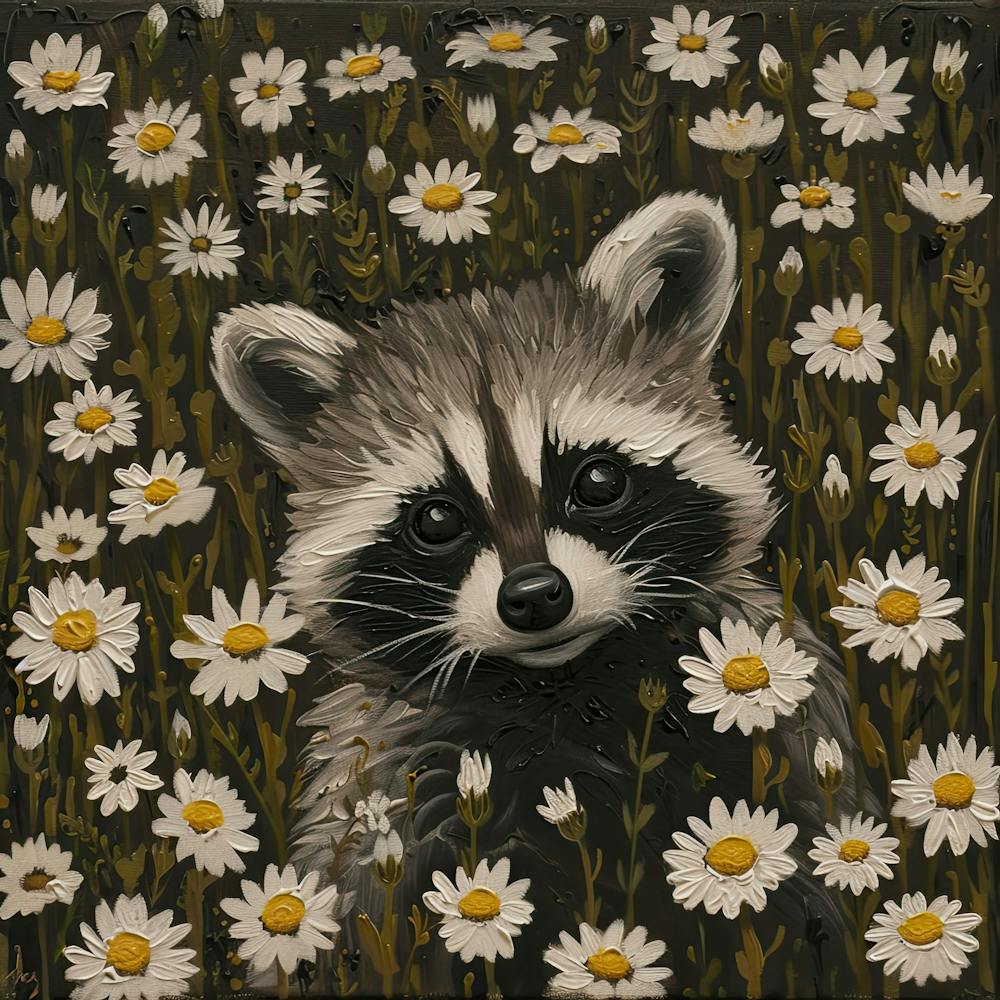 Baby Raccoon Fairycore Painting 2