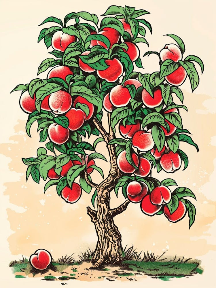 Peach Tree Storybook Illustration 2