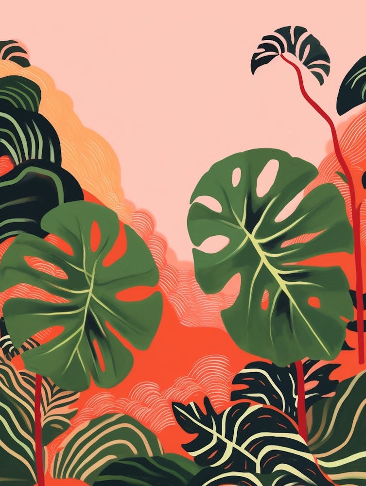 Boho Plant Painting Monstera Adansonii