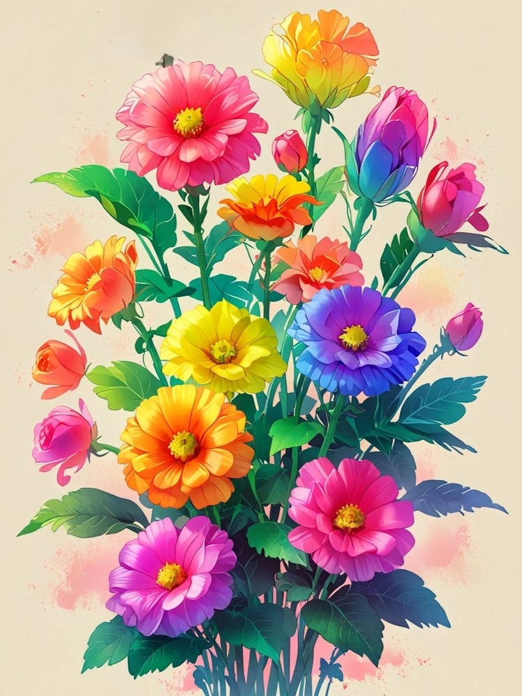 Fleurs Colorées Dans Un Vase