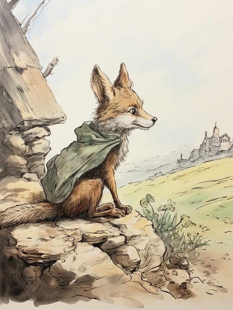Storybook Animal Watercolour Coyote 1