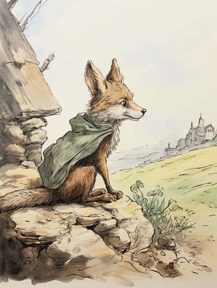 Storybook Animal Watercolour Coyote 1