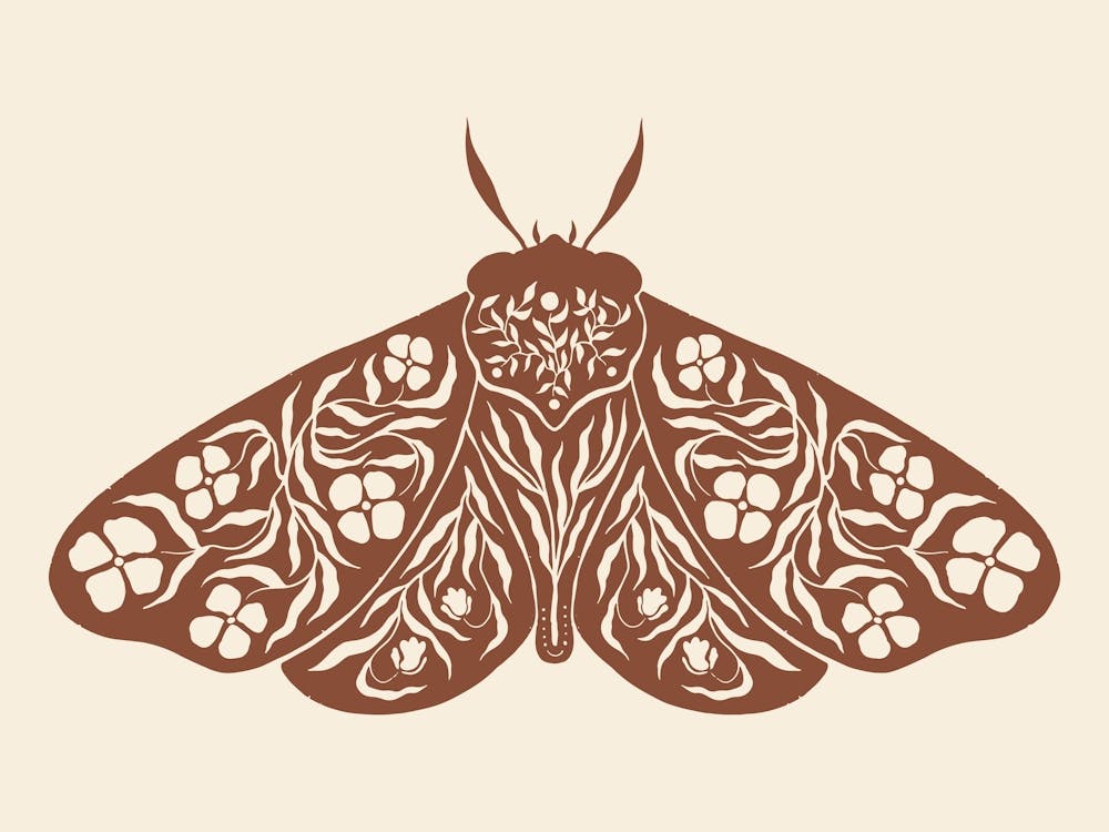 Folk Art Moth 04 - Red Brown