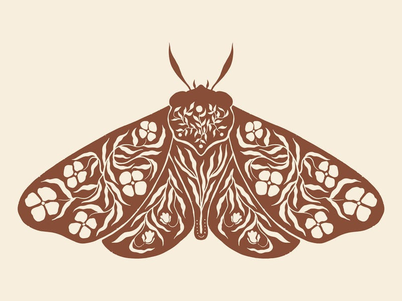 Folk Art Moth 04 - Red Brown