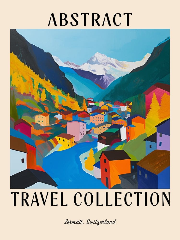 Abstract Travel Collection Poster Zermatt Switzerland 2