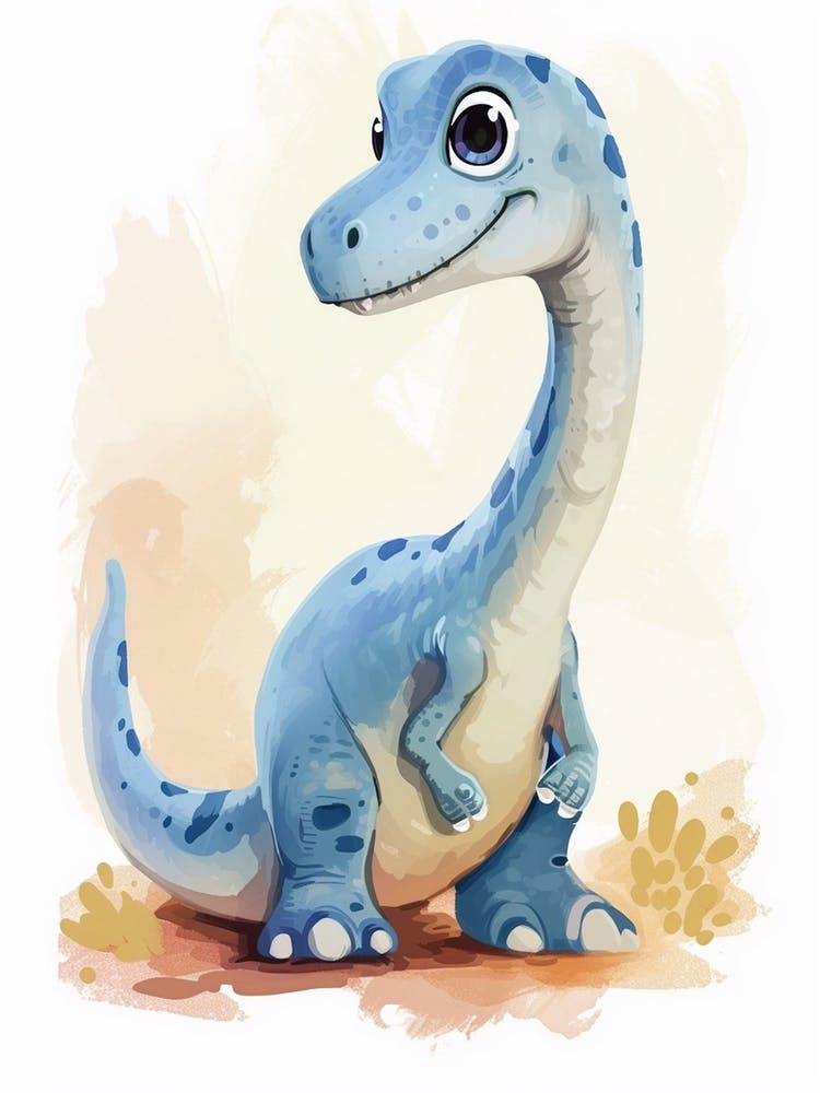 Cute Cartoon Maiasaura Dinosaur Watercolour 1