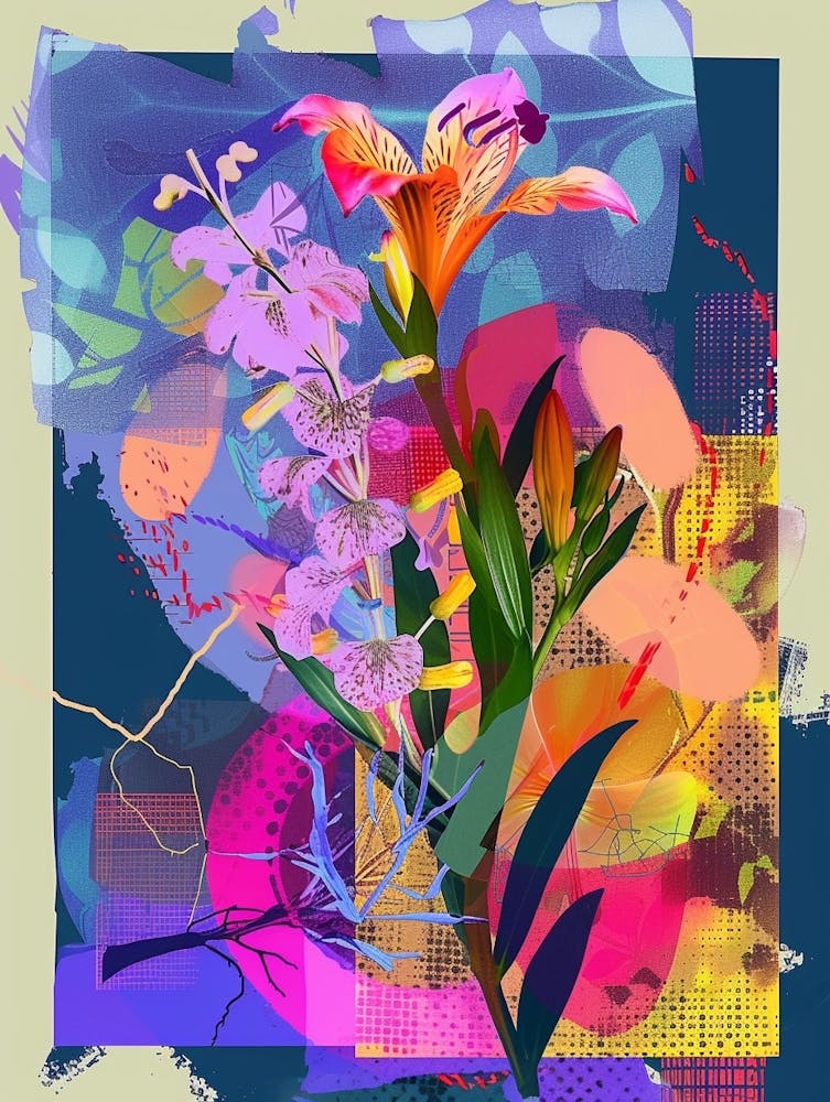 Freesia 4 Neon Flower Collage