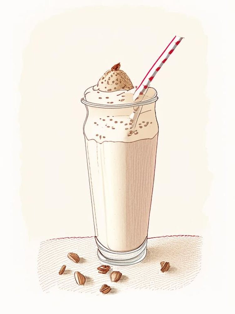 Mandel-Milchshake Milchprodukt Bleistiftillustration 2