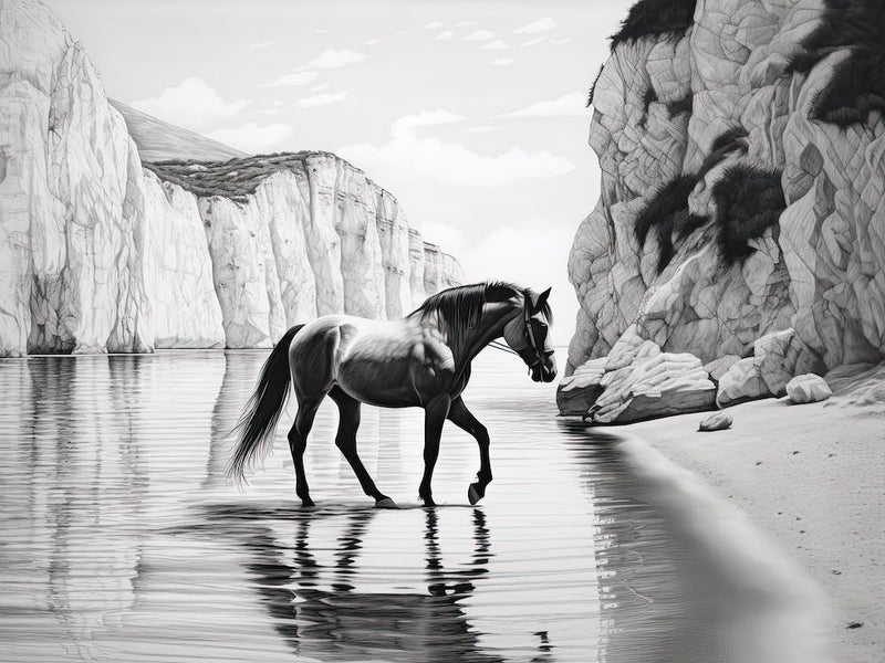 A Horse Oil Painting In Navagio Beach (Shipwreck Beach), Greece, Landscape 1