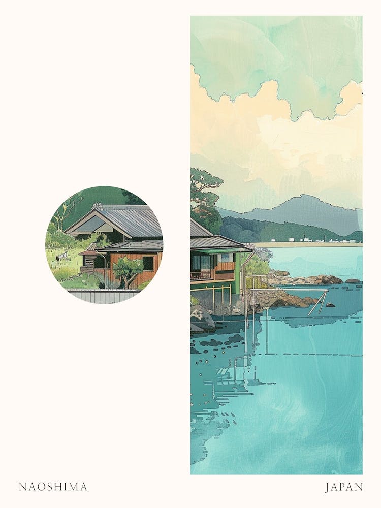 Naoshima Japan 3 Cut Out Travel Poster