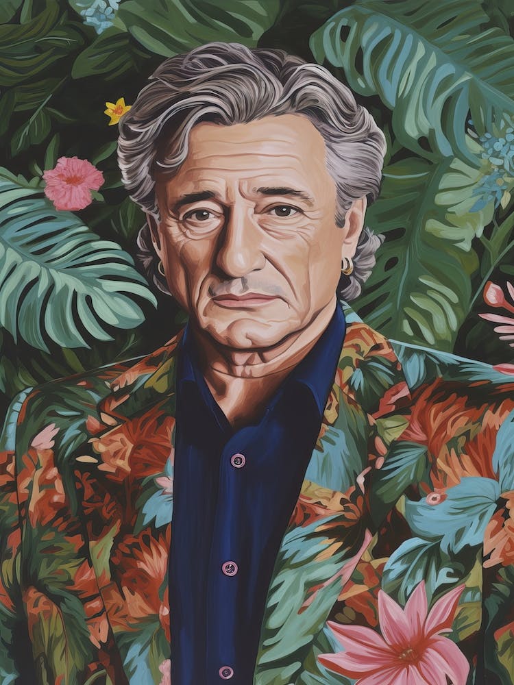 Floral Handpainted Portrait Of Princess Robert Deniro 2