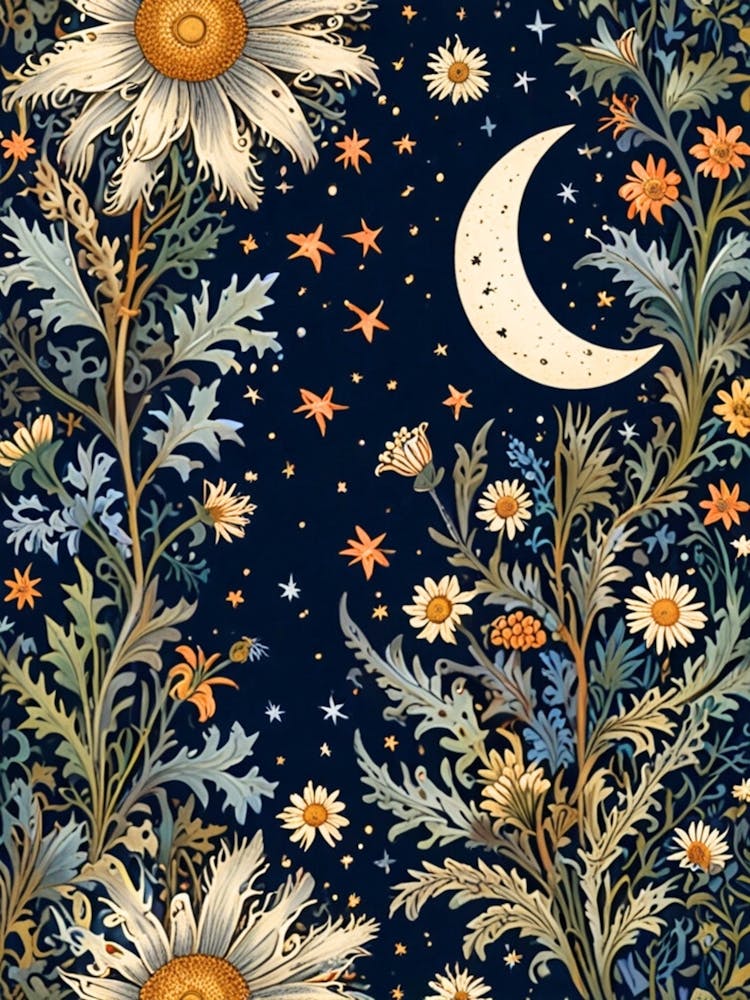 William Morris Daisies And Moon