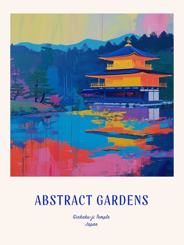 Colourful Gardens Ginkaku Ji  Temple Japan 6 Blue Poster