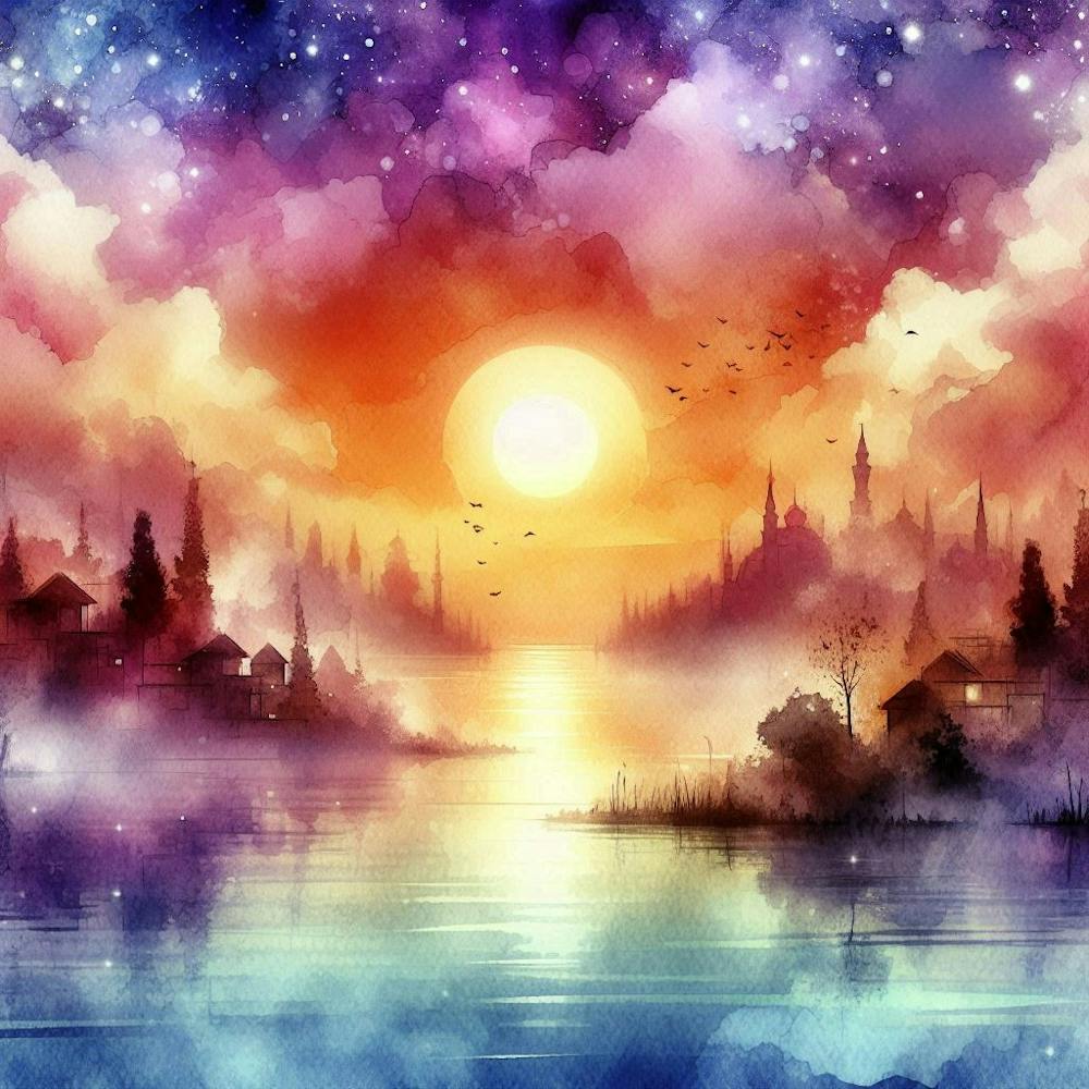 Watercolor Of A Sunset 3