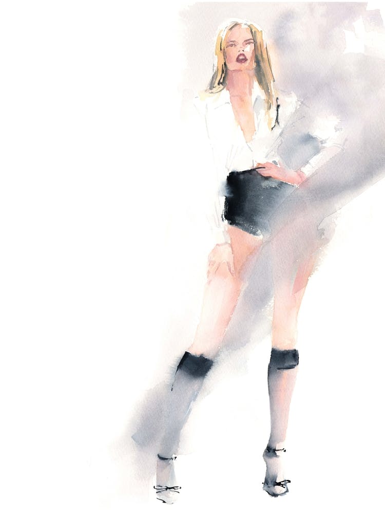 White Shirt And Knee High Tights