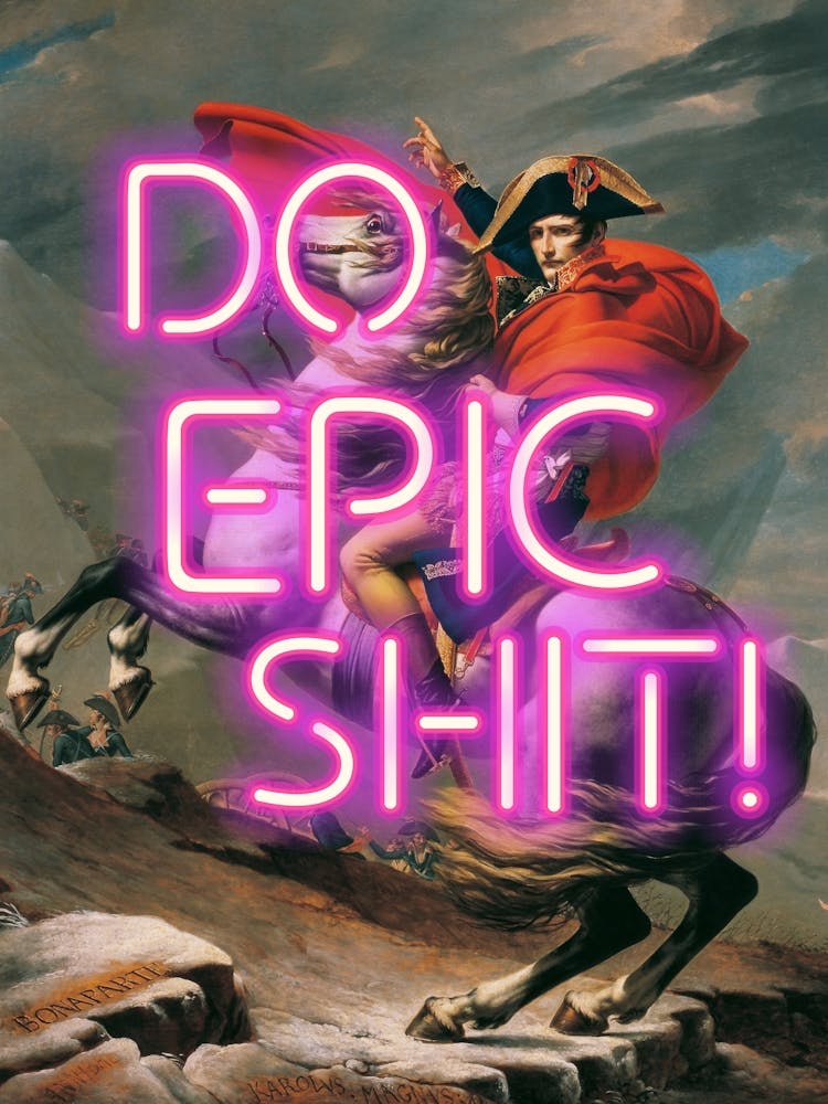 Napoleon Do Epic Shit neon sign, Vintage altered art