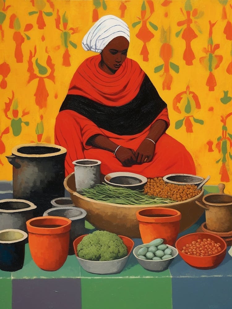 African Cuisine Matisse Inspired Illustration7