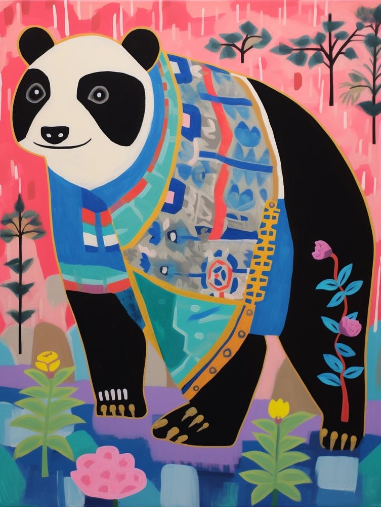 Maximalist Animal Painting Panda 3