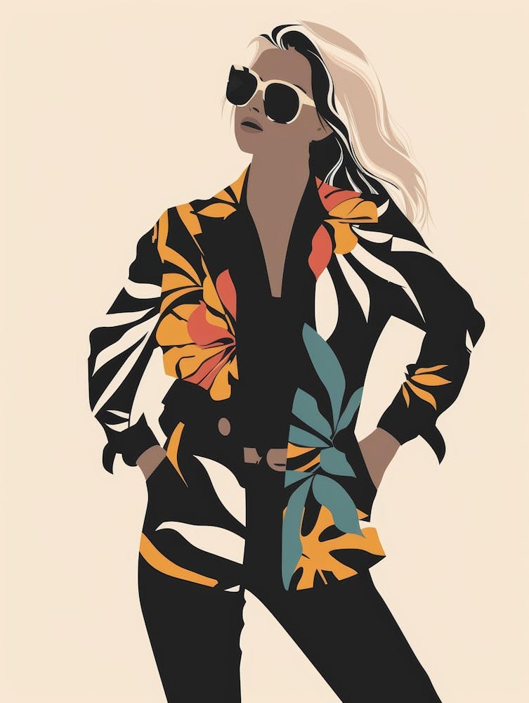 Frau in Blumenjacke