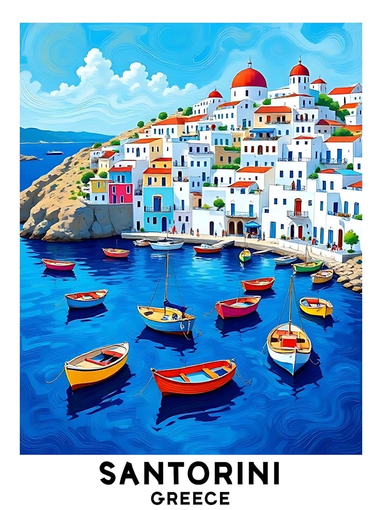 Santorini - Greece Vintage Travel Poster 44