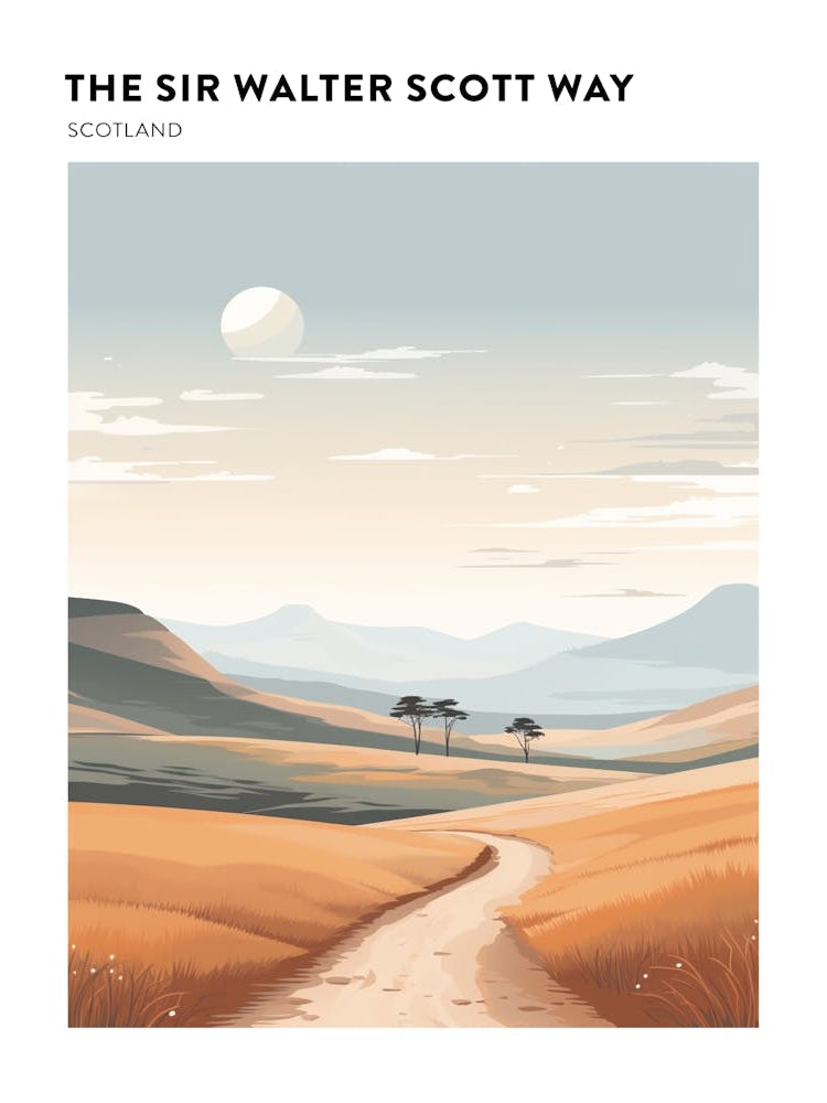 The Sir Walter Scott Way Scotland 2 Hiking Trail Landscape Poster