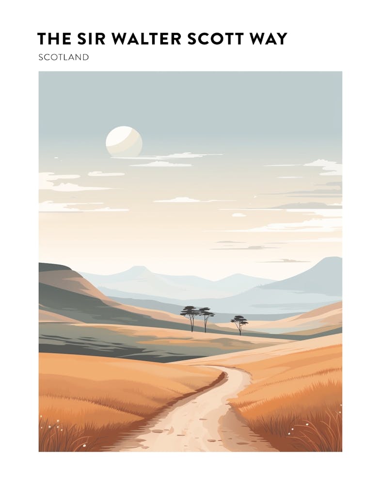 The Sir Walter Scott Way Scotland 2 Hiking Trail Landscape Poster