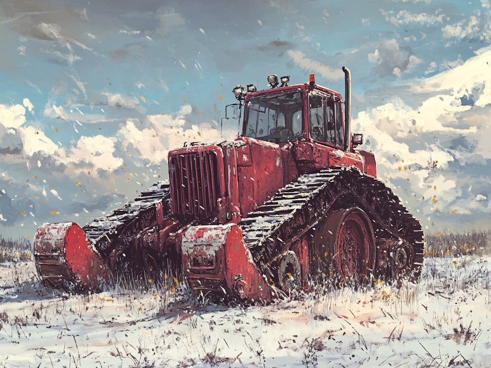 Bulldozer im Schnee