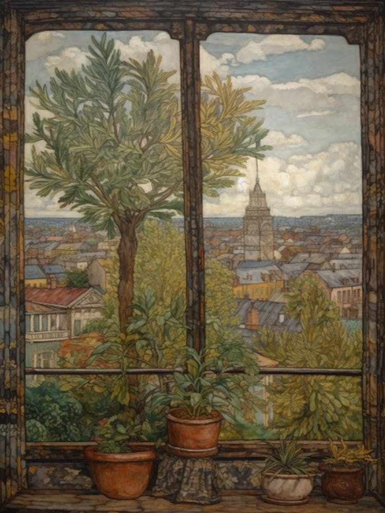 A Window View Of Berlin In The Style Of Art Nouveau 3