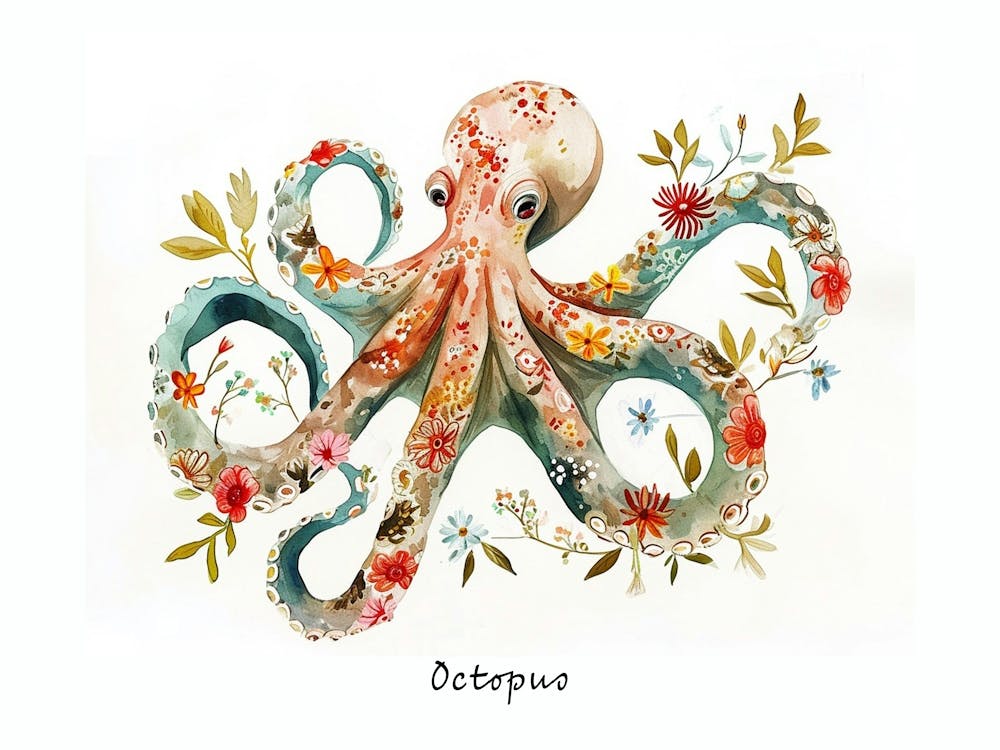 Little Floral Octopus 2 Poster