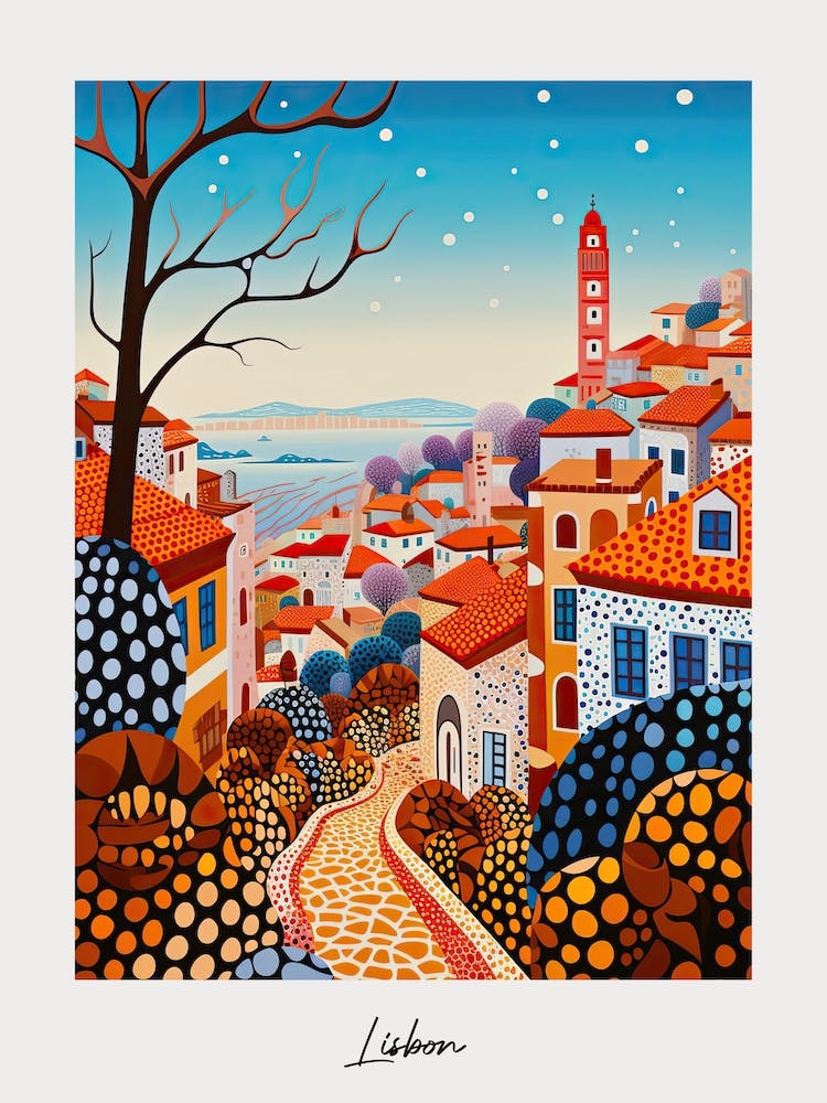 Poster Of Lisbon, Illustration In The Style Of Pop Art 1