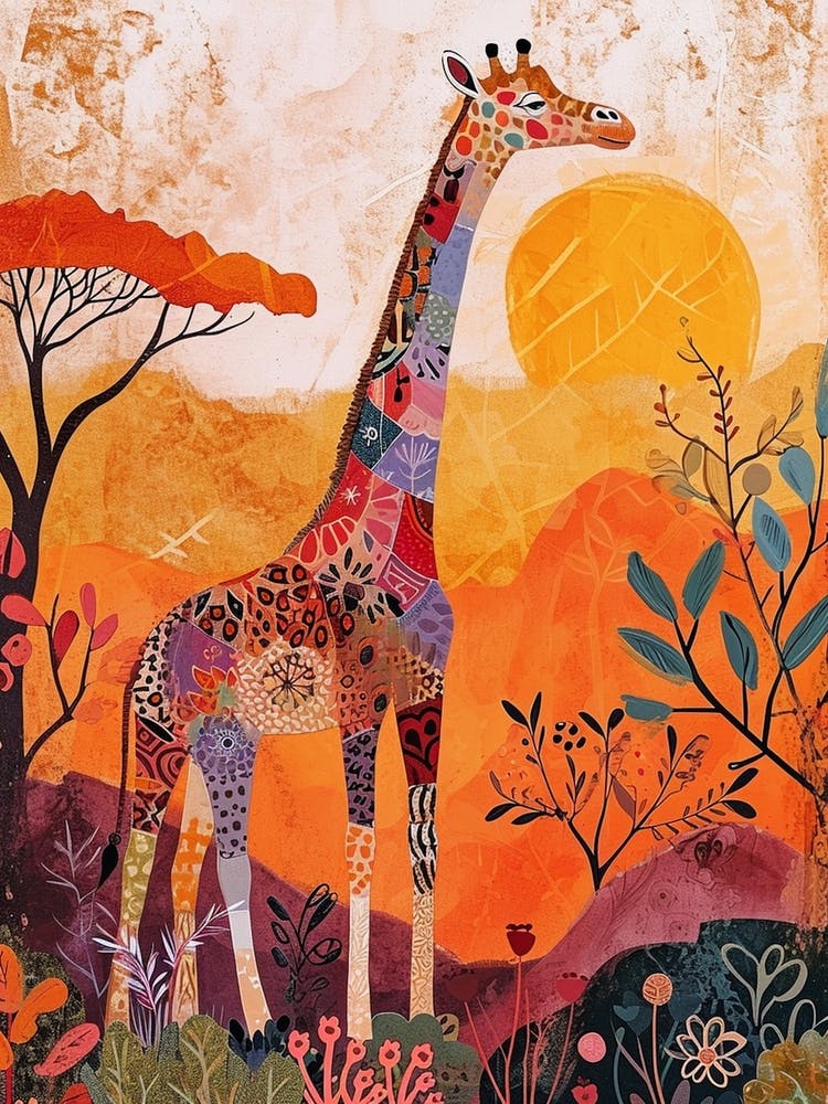 Colourful Giraffe With Patterns 8