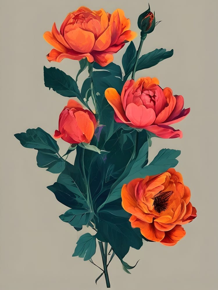 Orange Rosen Leinwanddruck