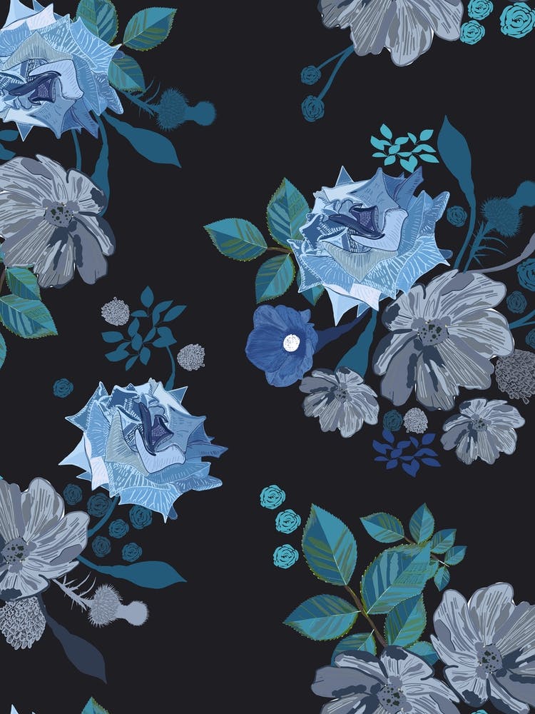 Blue Vintage Roses