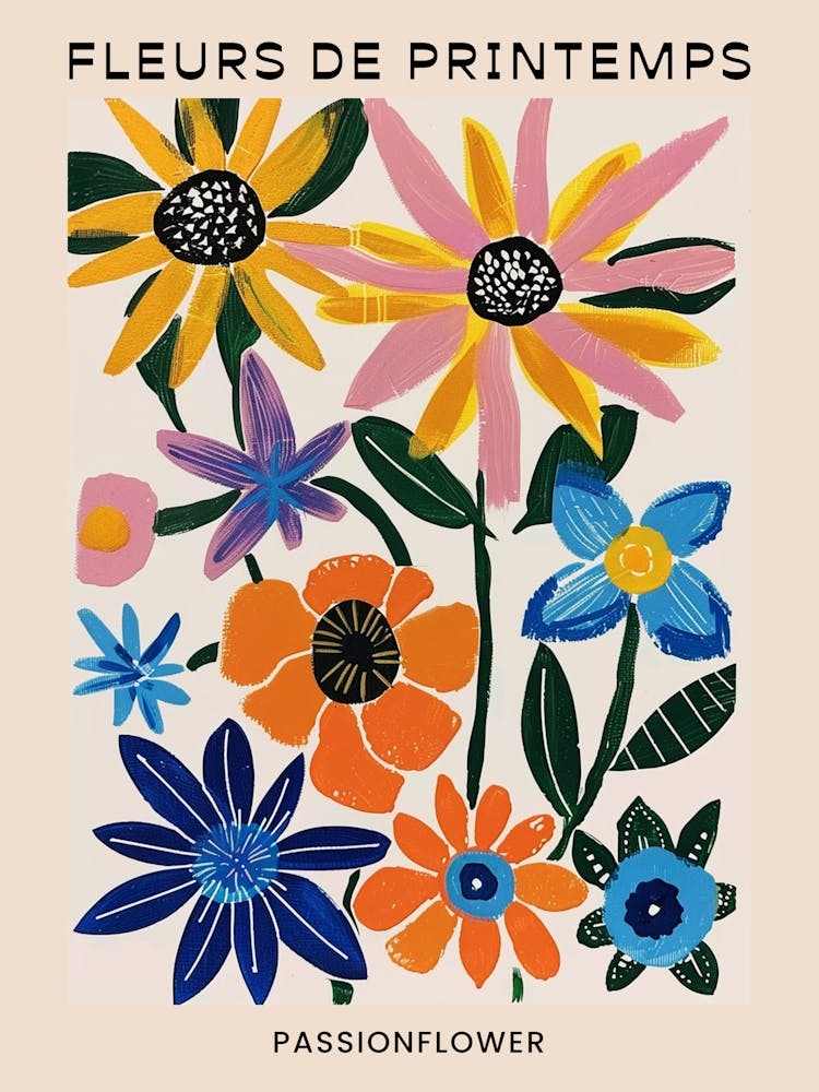 Spring Floral French Poster  Passionflower 3