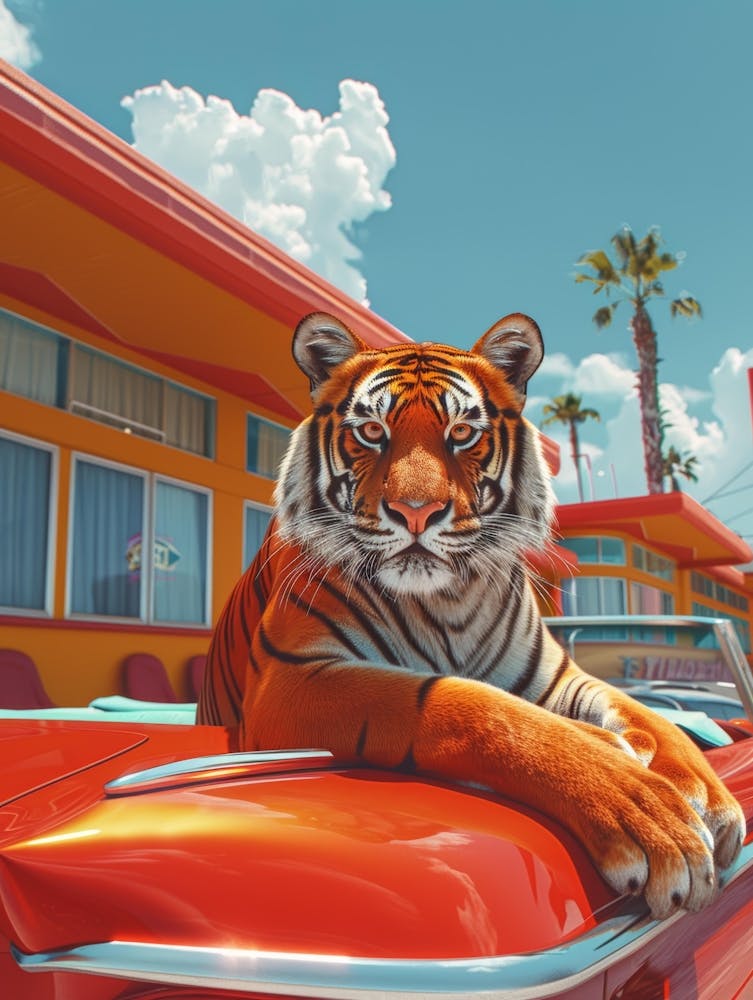 Tiger In A Car