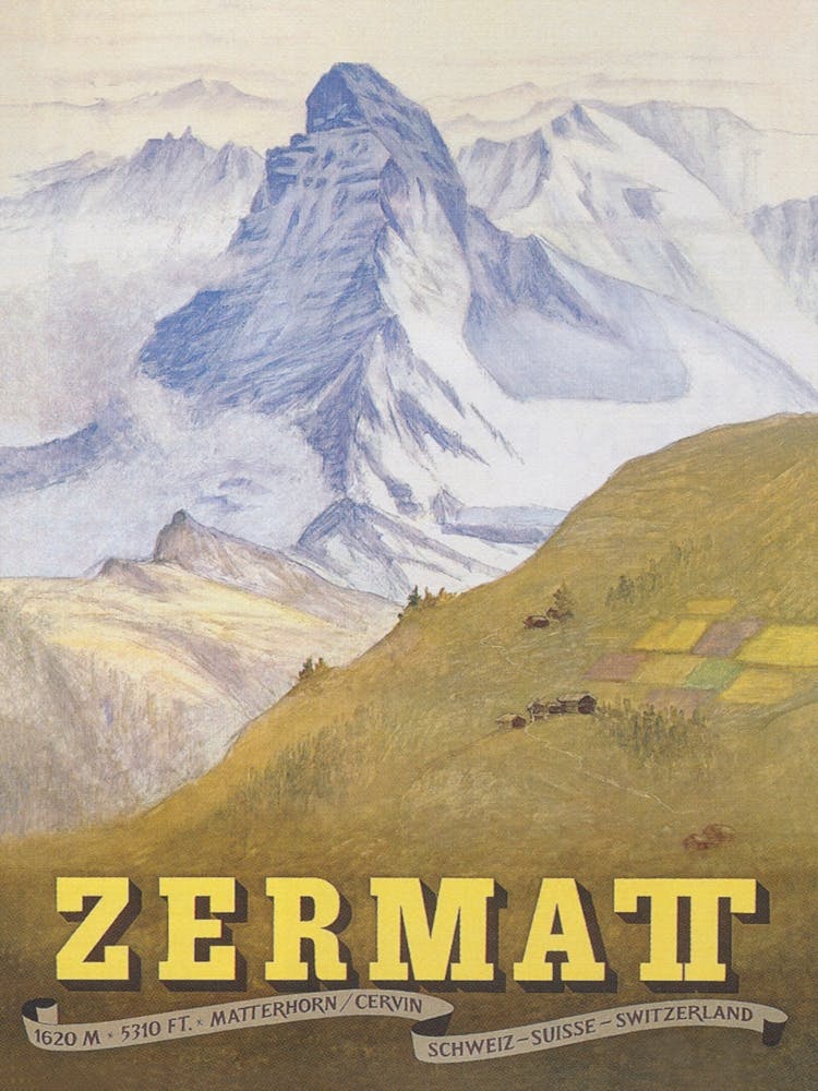 Zermatt Switzerland Vintage Travel Poster