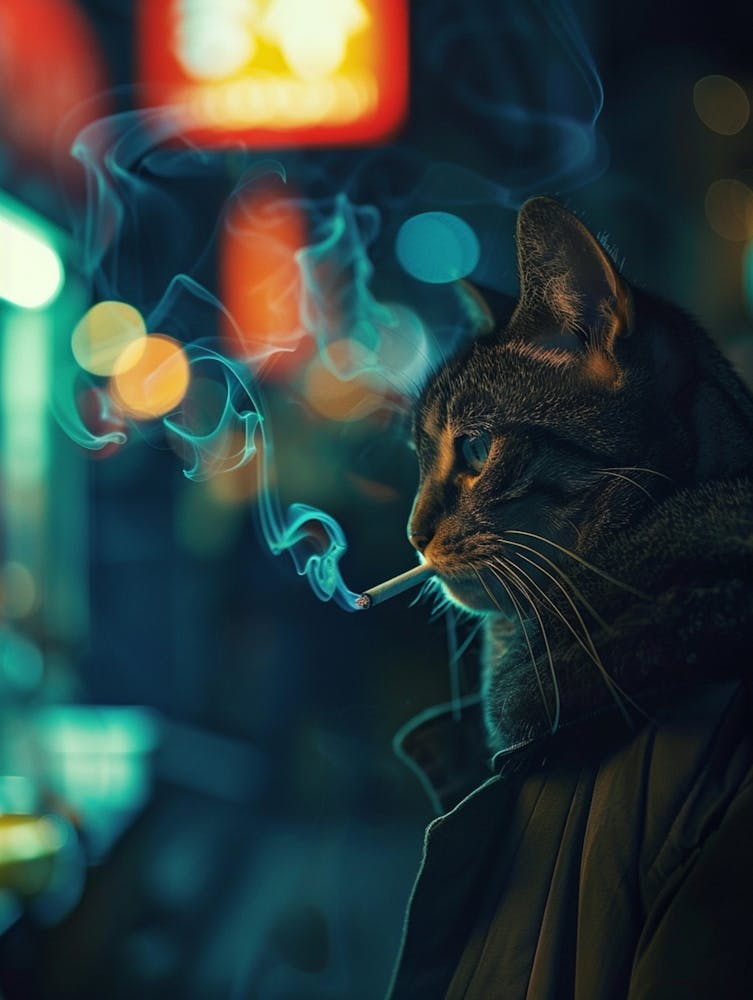 Cat Smoking A Cigarette