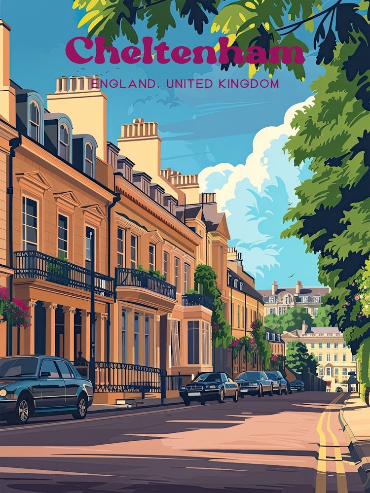 Cheltenham England Town Art Illustration