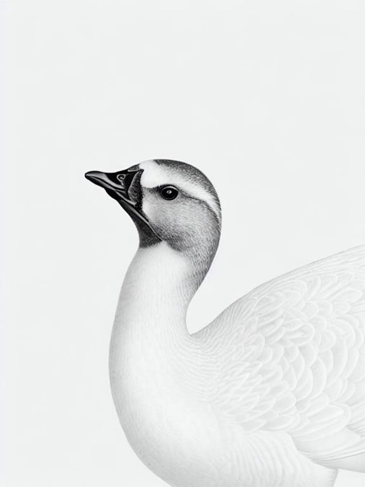 Goose B&W Pencil Drawing 2 Bird