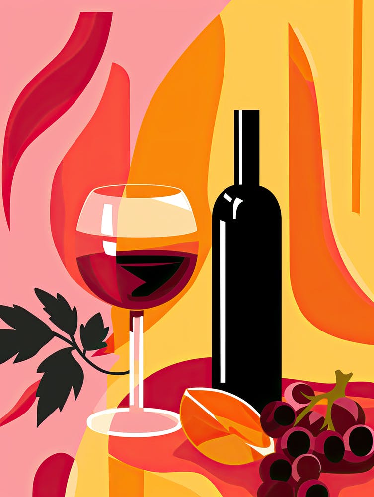 Wein und Trauben, inspiriert von Matisse