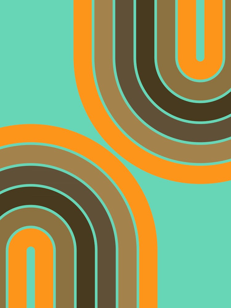 Midcentury Modern Geometric Rainbow Xii In Vintage Theme 01