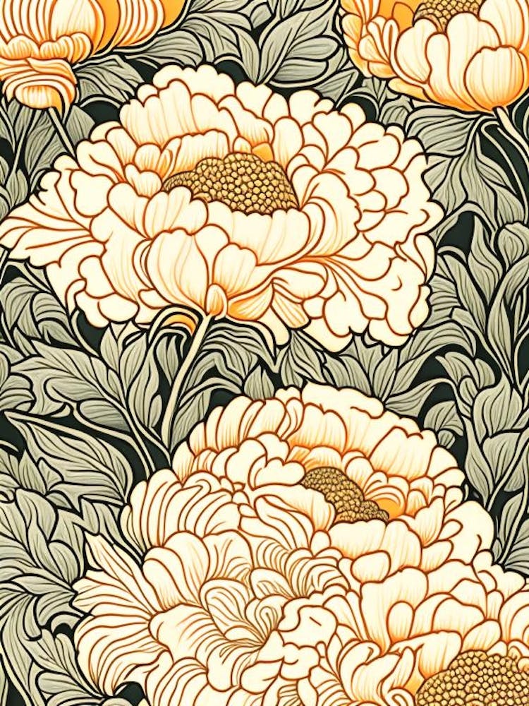 Karl Rosenfield Peonies 2 Orange Drawing