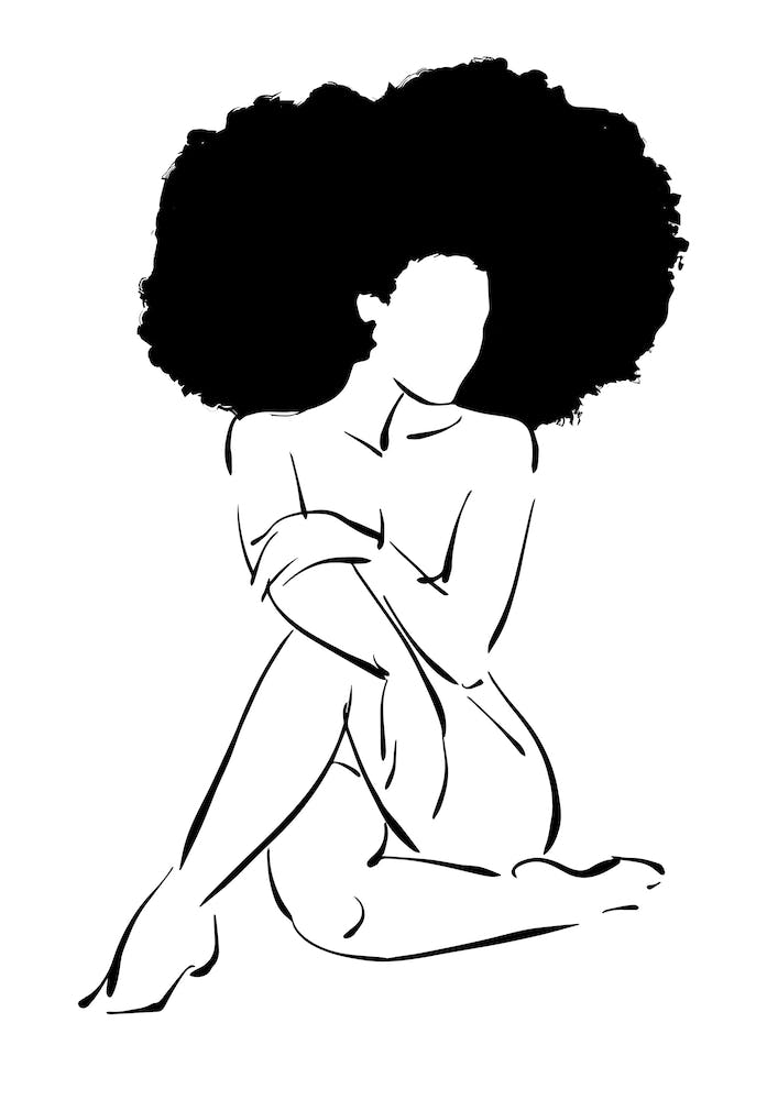 Nude With Curly Hair