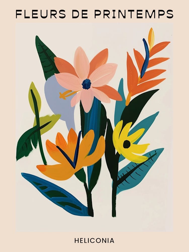 Spring Floral French Poster  Heliconia 4