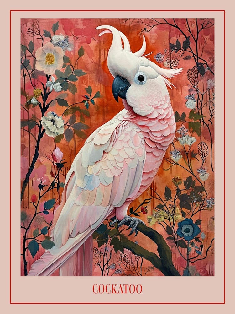 Floral Animal Painting Cockatoo 2 Poster